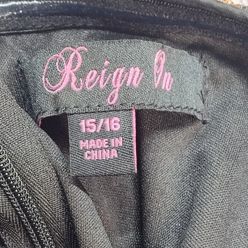 Reign On dress juniors 15/16 strapless sequin frilly cheetah dance event formal